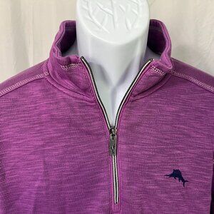 Tommy Bahama Men's purple long sleeve 1/4 zip pullover Sweater Medium M EUC
